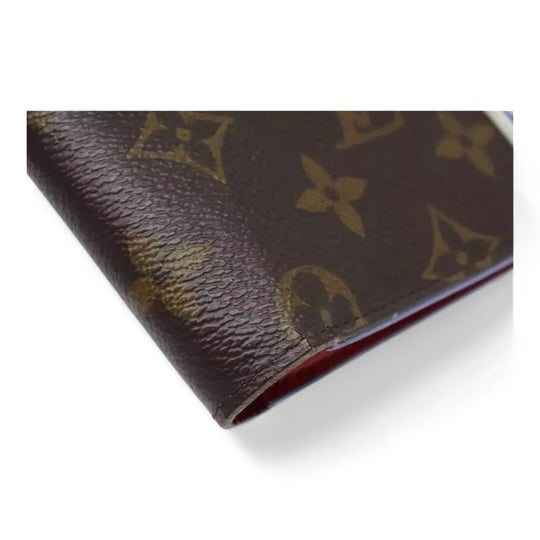 Louis Vuitton Monogram NBA Mens Leather Bifold Wallet Brown Red