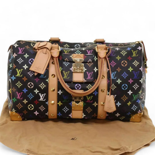 Louis Vuitton Monogram Multicolor Keepall 45 Boston Bag Black Women's Handbag with Dust Bag and Keys