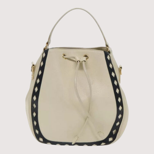 Saint Laurent Handbag Leather Cream Gold Women's Bag with Shoulder Strap