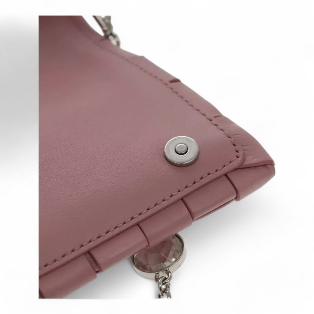 Miu Miu Shoulder Bag Leather Pink Silver Women Handbag Chain