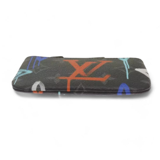 Louis Vuitton Monogram Eclipse Multicolor Coin Purse Unisex Black Blue Red