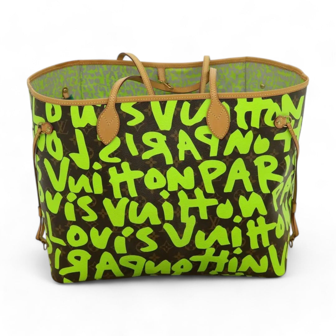 Louis Vuitton Monogram Graffiti Neverfull GM Tote Bag Green Women's Handbag