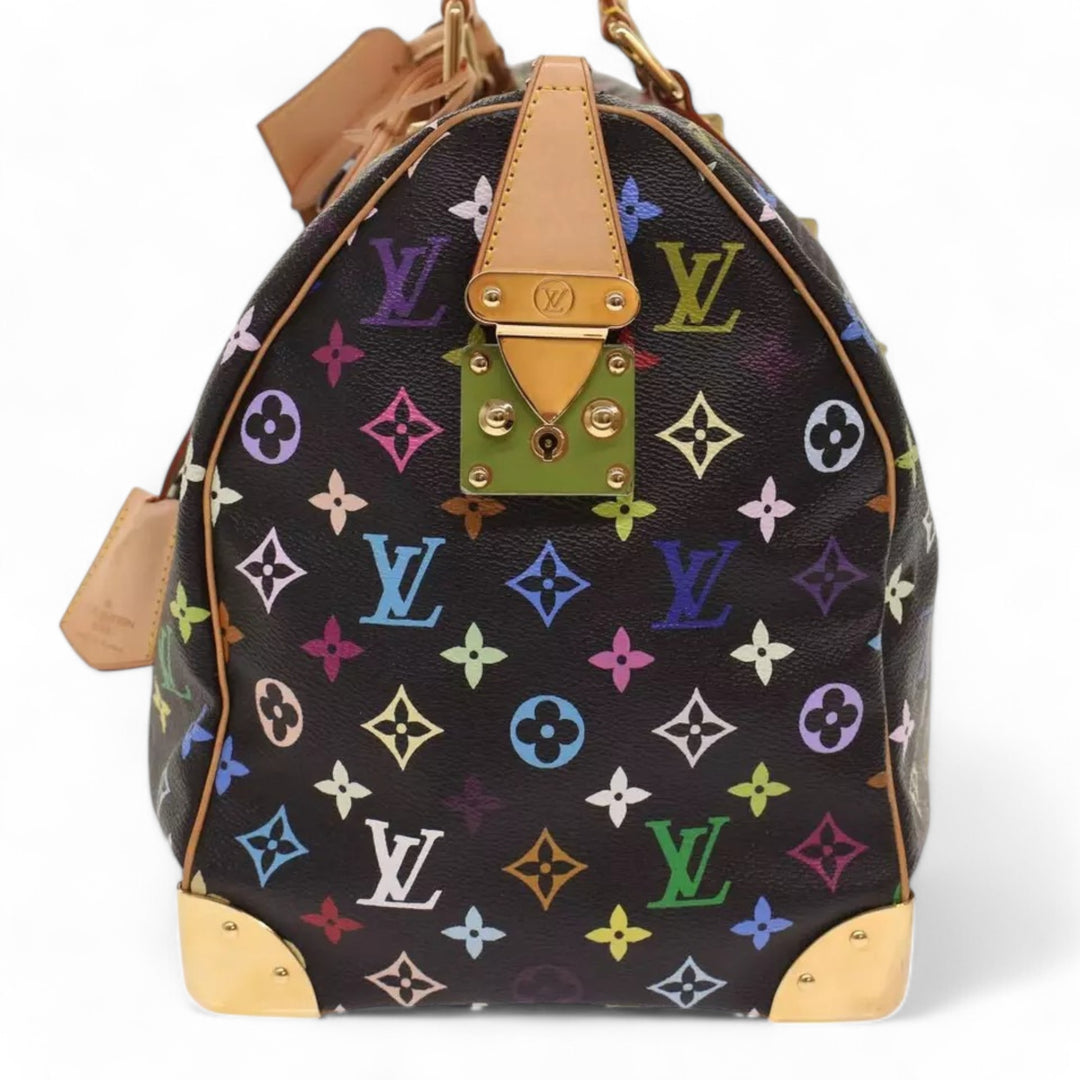 Louis Vuitton Monogram Multicolor Keepall 45 Boston Bag Black Women's Handbag with Dust Bag and Keys