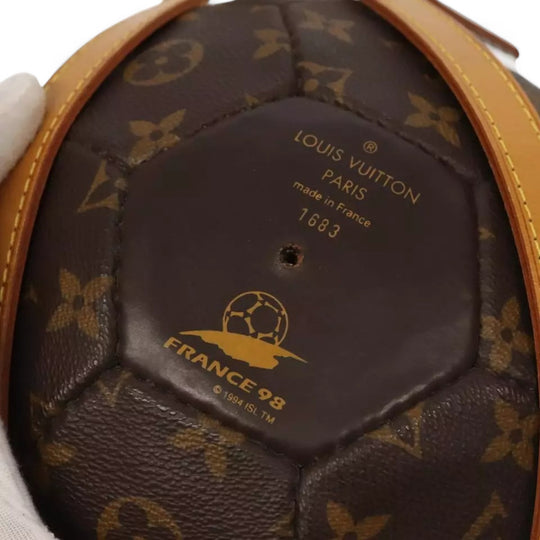 Louis Vuitton Monogram Soccer Ball France 98 World Cup Memorial Brown Leather Limited Edition