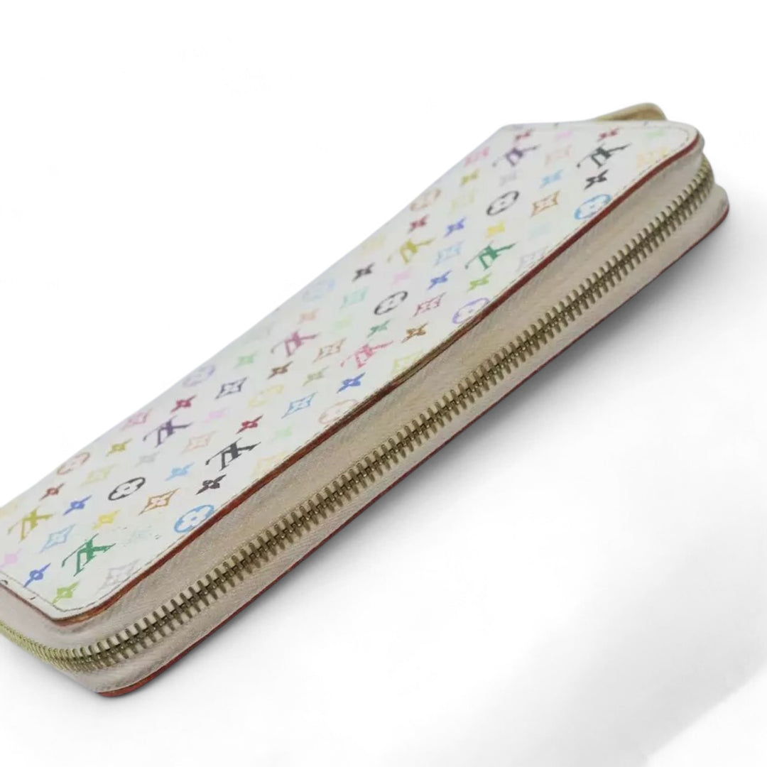 Louis Vuitton Monogram Zippy Wallet Multicolor White Long Wallet Womens