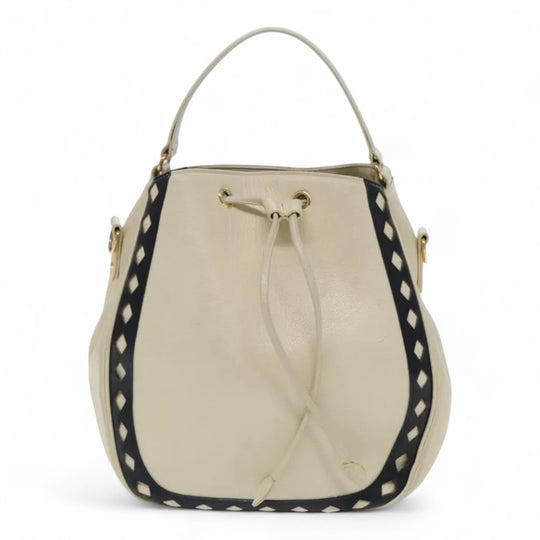 Saint Laurent Handbag Leather Cream Gold Women's Bag with Shoulder Strap