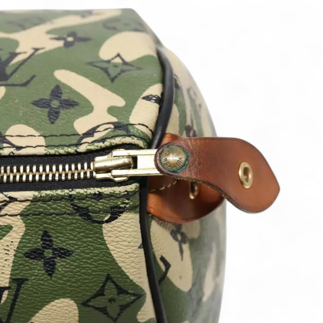 Louis Vuitton Camouflage Takashi Murakami Speedy 35 Handbag Women's Monogram Canvas