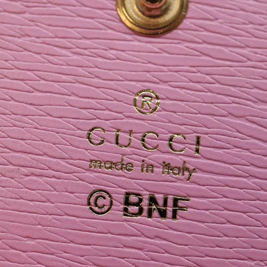 Gucci Bananya Wallet Pink Leather Bifold Compact Box Dust Bag Included