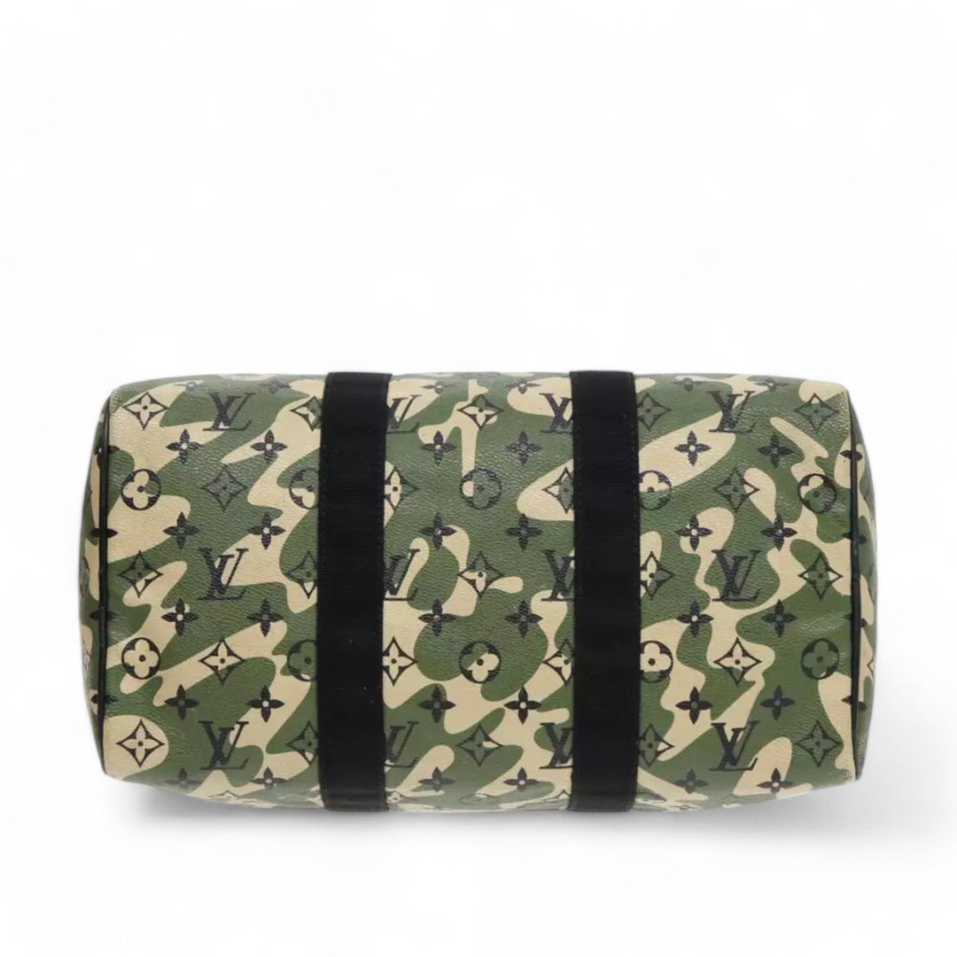 Louis Vuitton Camouflage Takashi Murakami Speedy 35 Handbag Women's Monogram Canvas