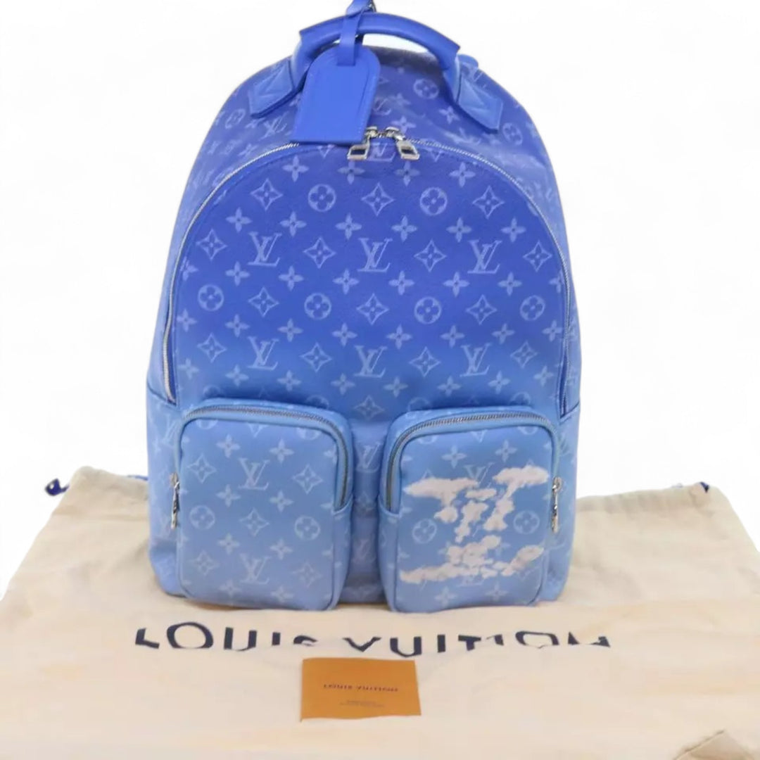 Louis Vuitton Monogram Clouds Backpack Blue Multi Pocket Mens Bag