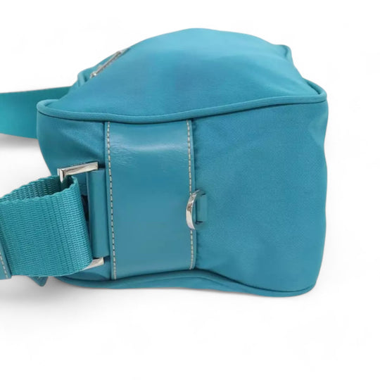 Prada Shoulder Bag Nylon Turquoise Blue Silver Unisex