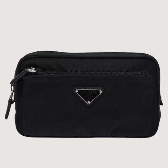 Prada Waist Bag Nylon Black Unisex Belt Bag Adjustable Strap