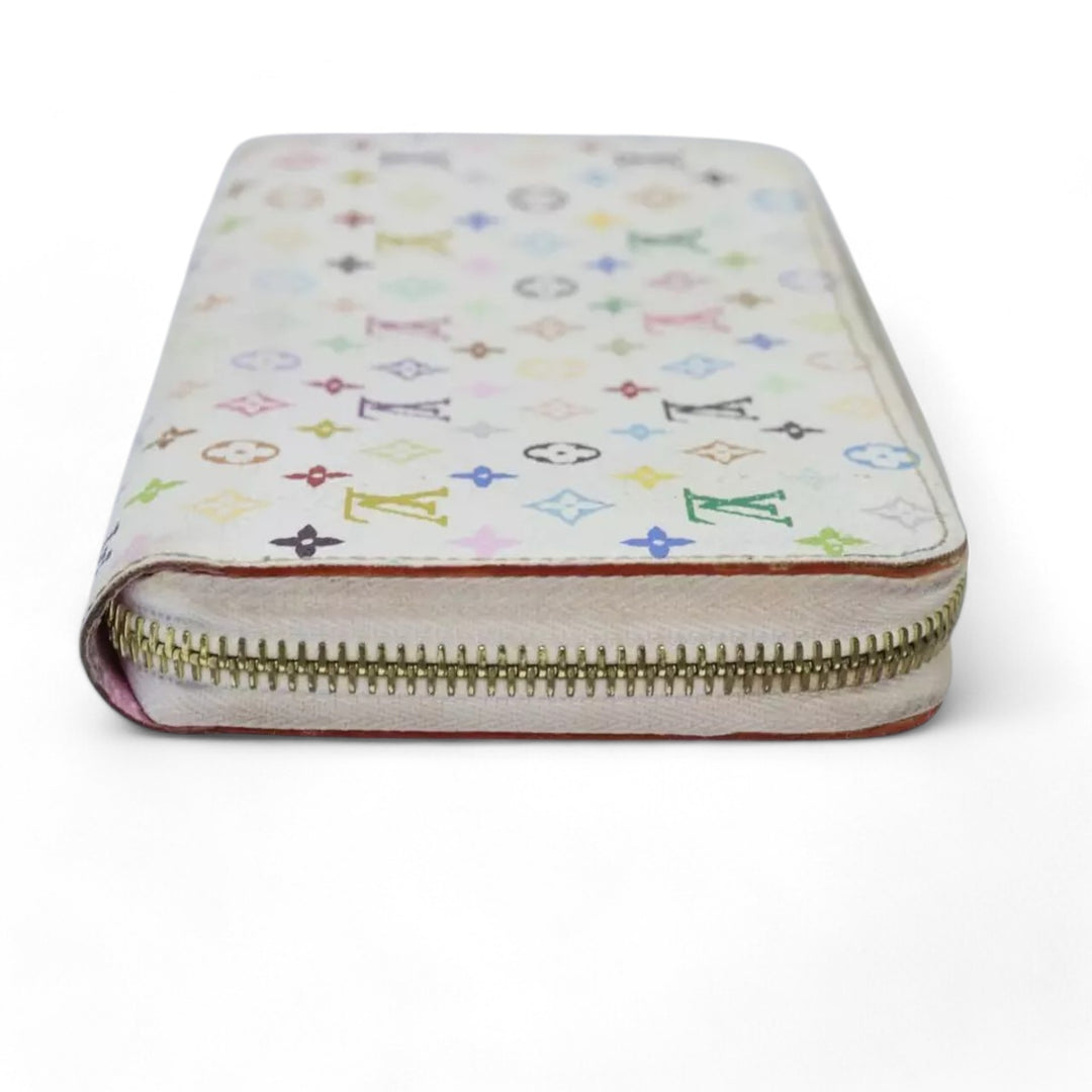 Louis Vuitton Monogram Zippy Wallet Multicolor White Long Wallet Womens