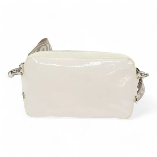 Miu Miu Shoulder Bag Enamel White Women Crossbody Purse with Strap and Pouch