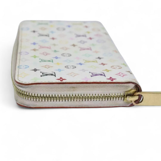 Louis Vuitton Monogram Zippy Wallet Multicolor White Long Wallet Womens