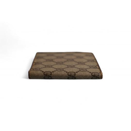 Gucci GG Bifold Wallet Brown Canvas Leather Unisex Classic Logo