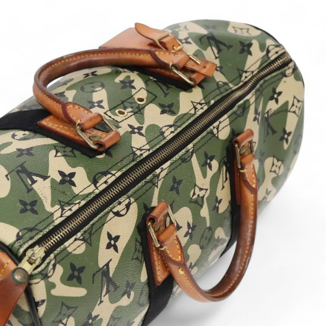 Louis Vuitton Camouflage Takashi Murakami Speedy 35 Handbag Women's Monogram Canvas