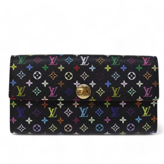 Louis Vuitton Multicolor Monogram Sarah Long Wallet Black Womens