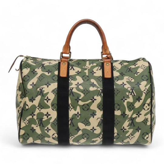 Louis Vuitton Camouflage Takashi Murakami Speedy 35 Handbag Women's Monogram Canvas