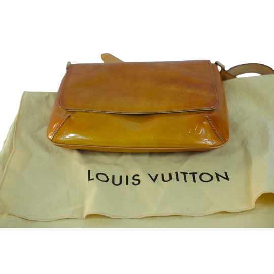 Louis Vuitton Vernis Yellow Flap Bag Shoulder Purse Women's Designer Handbag Vintage Chic