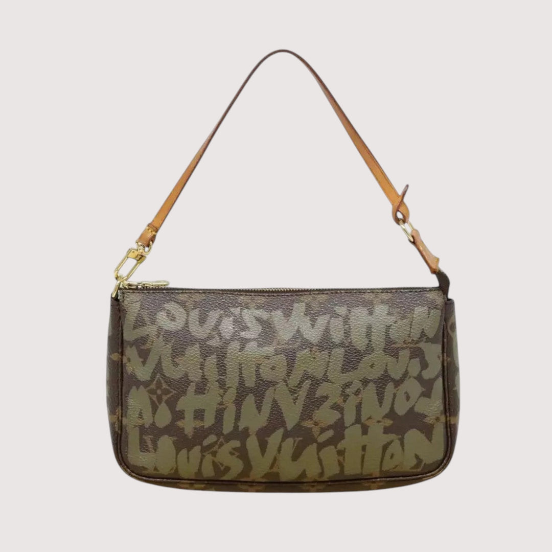 Louis Vuitton Monogram Graffiti Pochette Accessoires Khaki Pouch Bag Women's Handbag