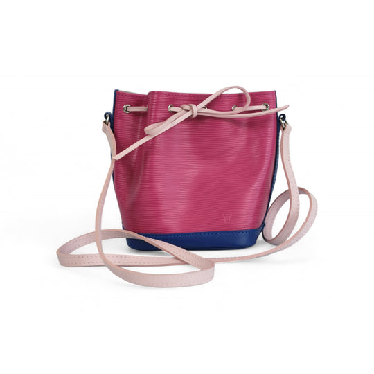 Louis Vuitton Nano Noe Pink Blue Epi Leather Crossbody Bag Women's Handbag Made in France