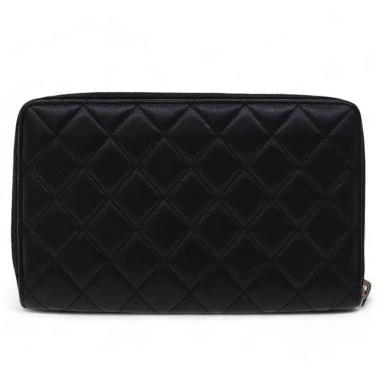 Chanel Black Lamb Skin Long Wallet CC Logo