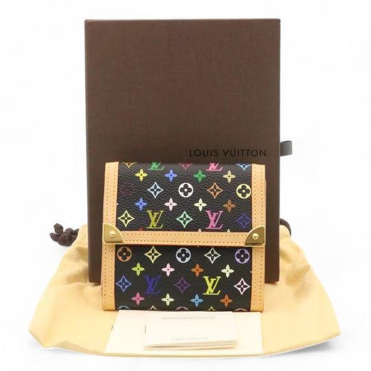 Louis Vuitton Multicolor Monogram Canvas PorteMonnaie Billets Cartes Wallet Black