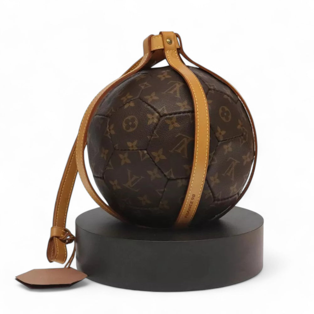 Louis Vuitton Monogram Soccer Ball France 98 World Cup Memorial Brown Leather Limited Edition