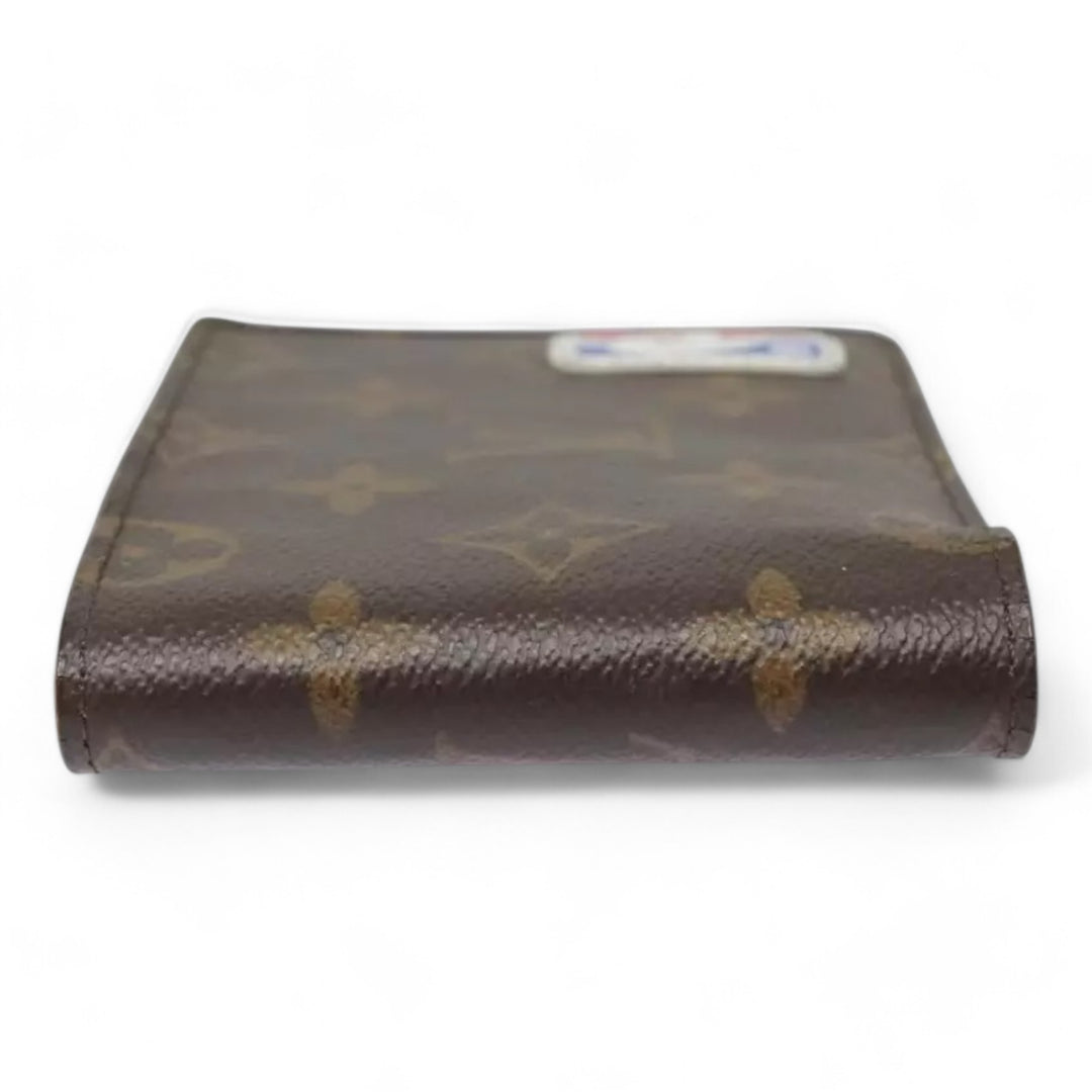 Louis Vuitton Monogram NBA Mens Leather Bifold Wallet Brown Red