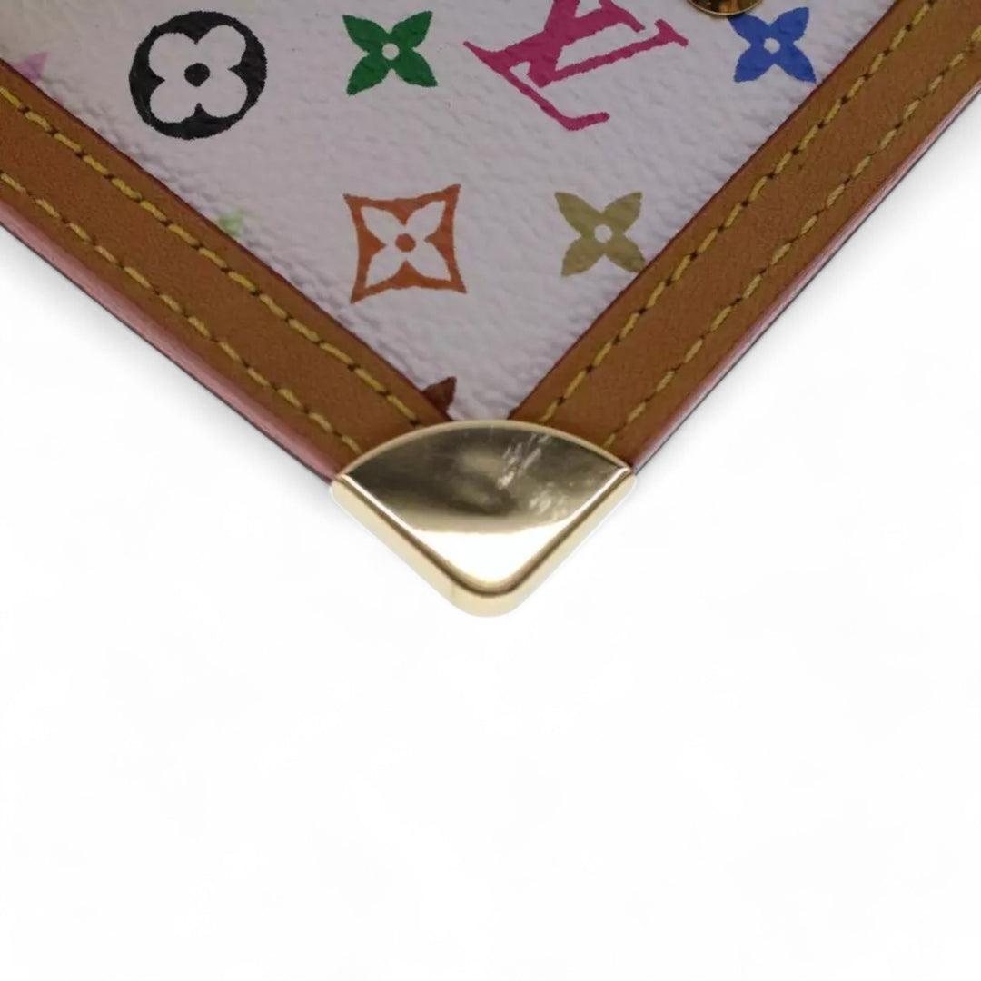 Louis Vuitton Monogram Multicolor Pochette Cles Coin Purse White Chain Wallet