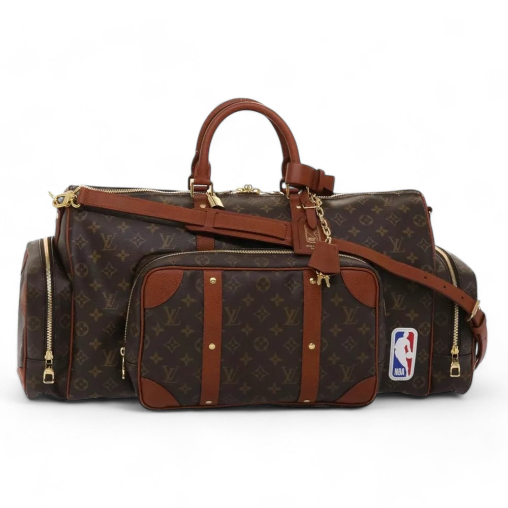 Louis Vuitton Monogram NBA Gym Bag Boston Bag 2way Brown Unisex Travel Duffle Bag with Shoulder Strap and Lock