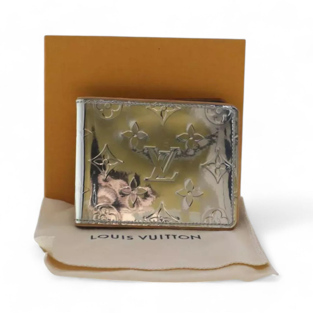 Louis Vuitton Silver Monogram Canvas Bifold Men's Wallet Gift Box Included