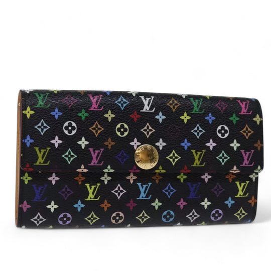 Louis Vuitton Multicolor Monogram Sarah Long Wallet Black Womens