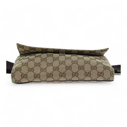 Gucci GG Canvas Body Bag Beige Silver Unisex Shoulder Strap Made in Italy