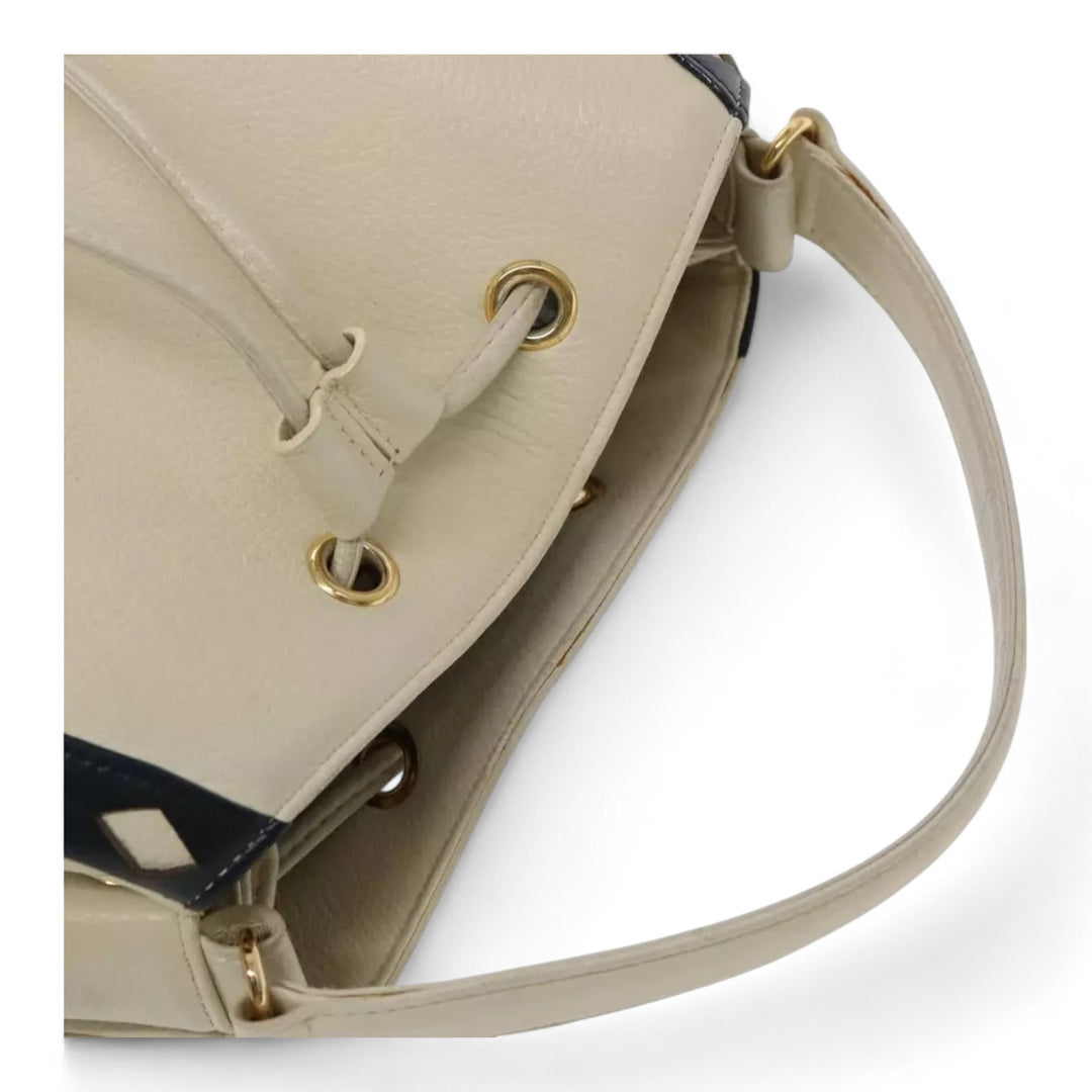 Saint Laurent Handbag Leather Cream Gold Women's Bag with Shoulder Strap