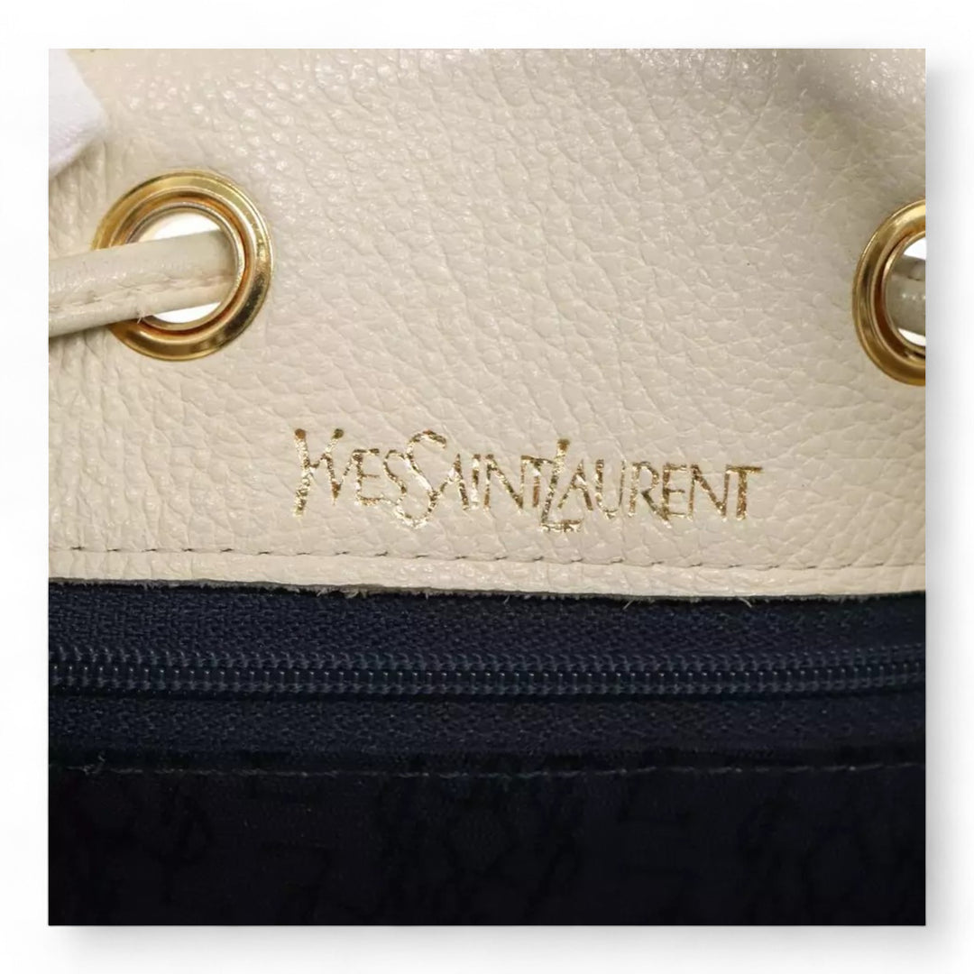 Saint Laurent Handbag Leather Cream Gold Women's Bag with Shoulder Strap